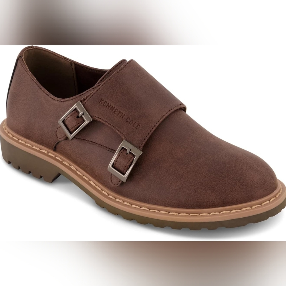 Kenneth Cole Men's Dark Brown Double Monk Strap Shoes 6.5